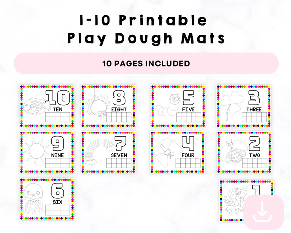 1-10 Printable Play Dough Mats