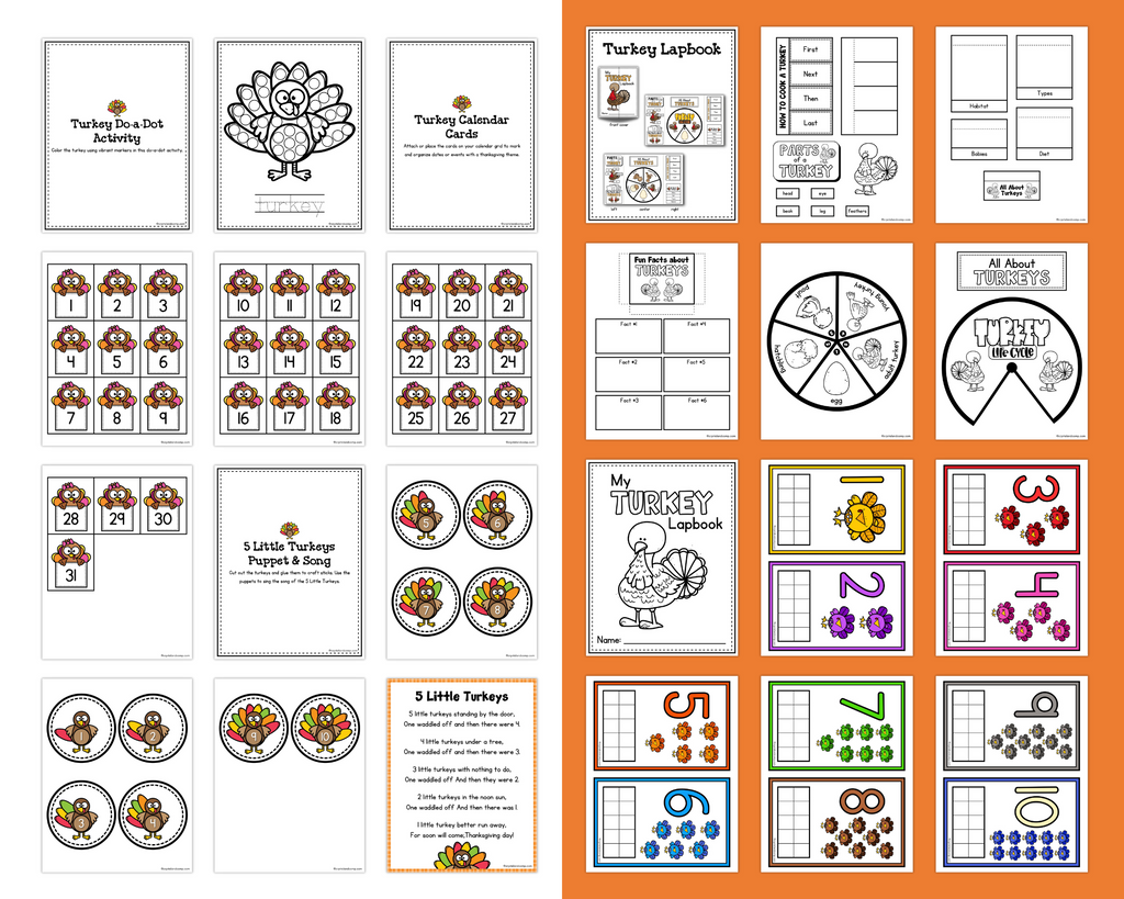 20 Fun and Educational Printable Turkey Activities