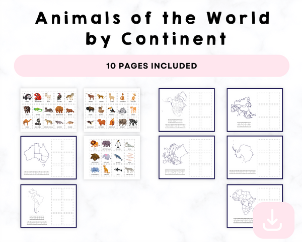 Animals of the World by Continent Printables