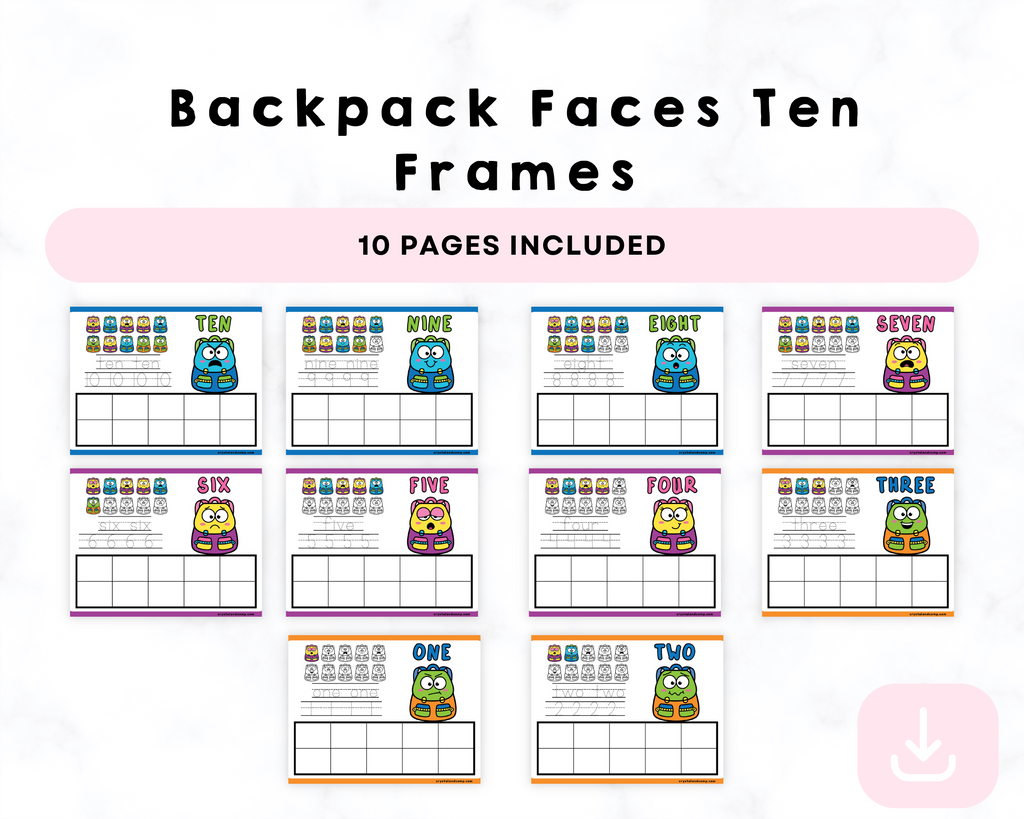 Printable Backpack Faces Ten Frames