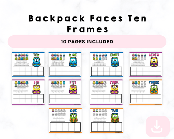 Printable Backpack Faces Ten Frames