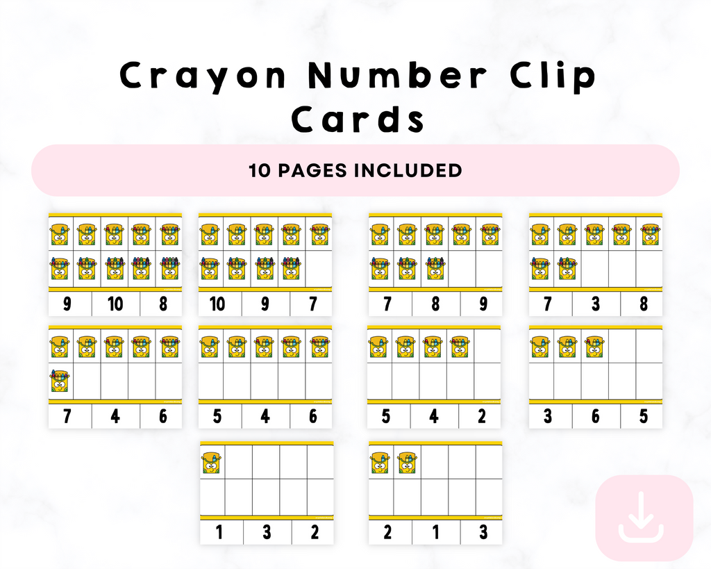 Printable Crayon Number Clip Cards