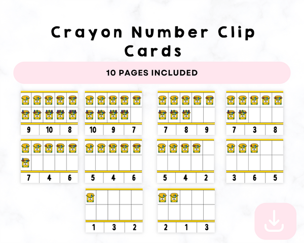 Printable Crayon Number Clip Cards