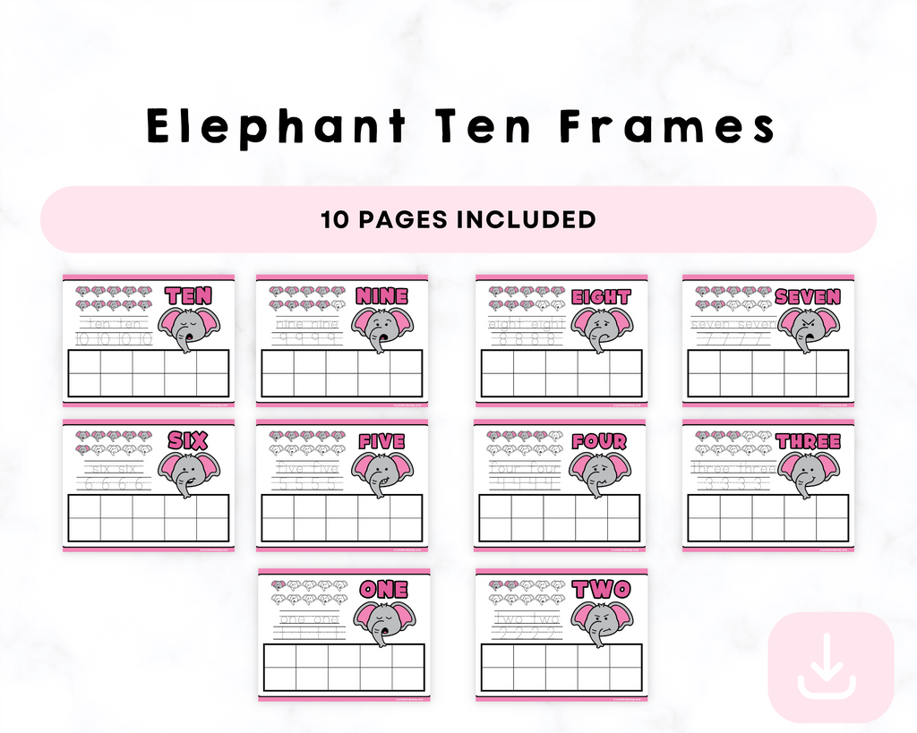 Printable Elephant Ten Frames