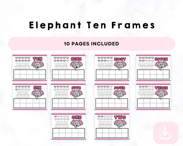 Printable Elephant Ten Frames