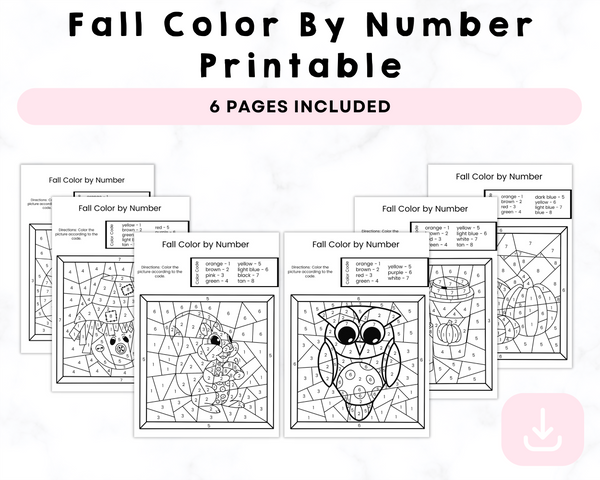 Fall Color By Number Printable