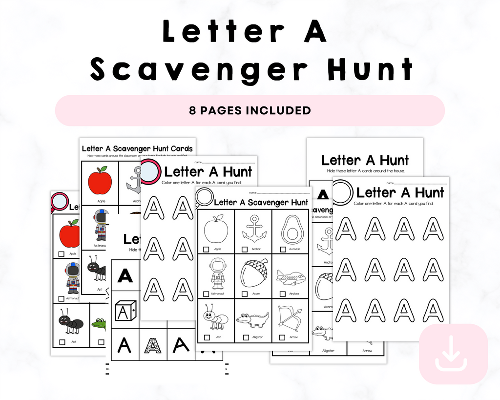 Letter A Scavenger Hunt Printables
