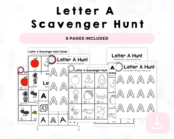 Letter A Scavenger Hunt Printables