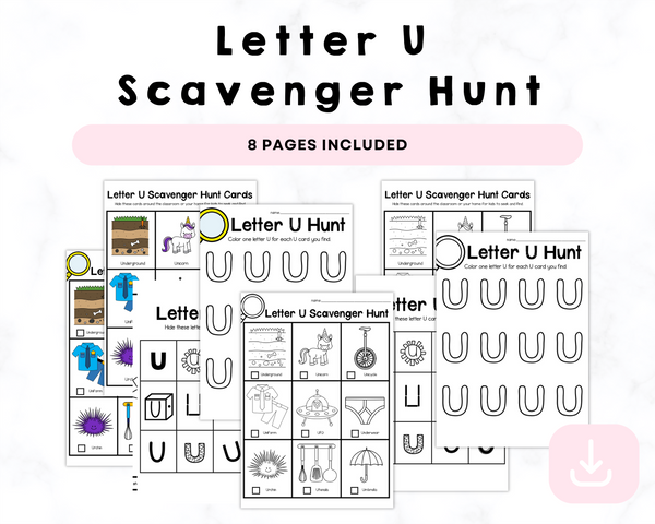 Letter U Scavenger Hunt Printables