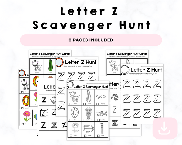Letter Z Scavenger Hunt Printables