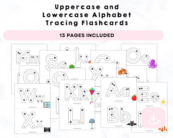 Uppercase and Lowercase Tracing Flashcards Printable