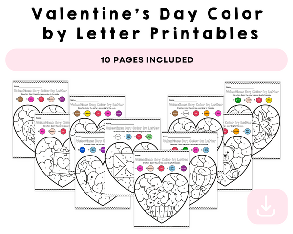 Valentine’s Day Color by Letter Printables