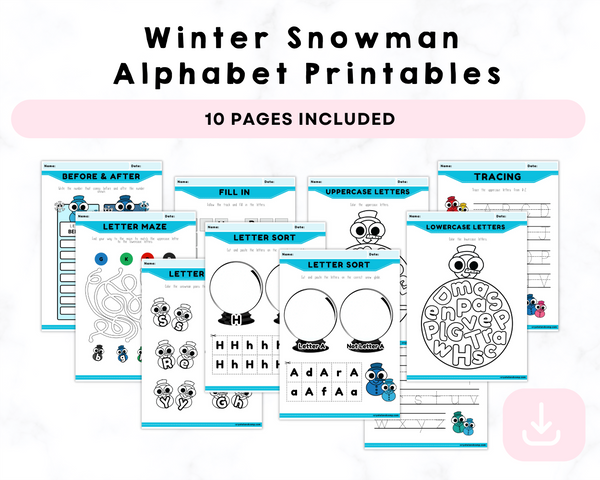 Winter Snowman Alphabet Printables