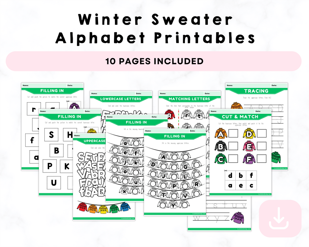 Winter Sweater Alphabet Printables