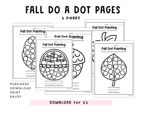 Fall Do a Dot Printables (in Black and White Only)