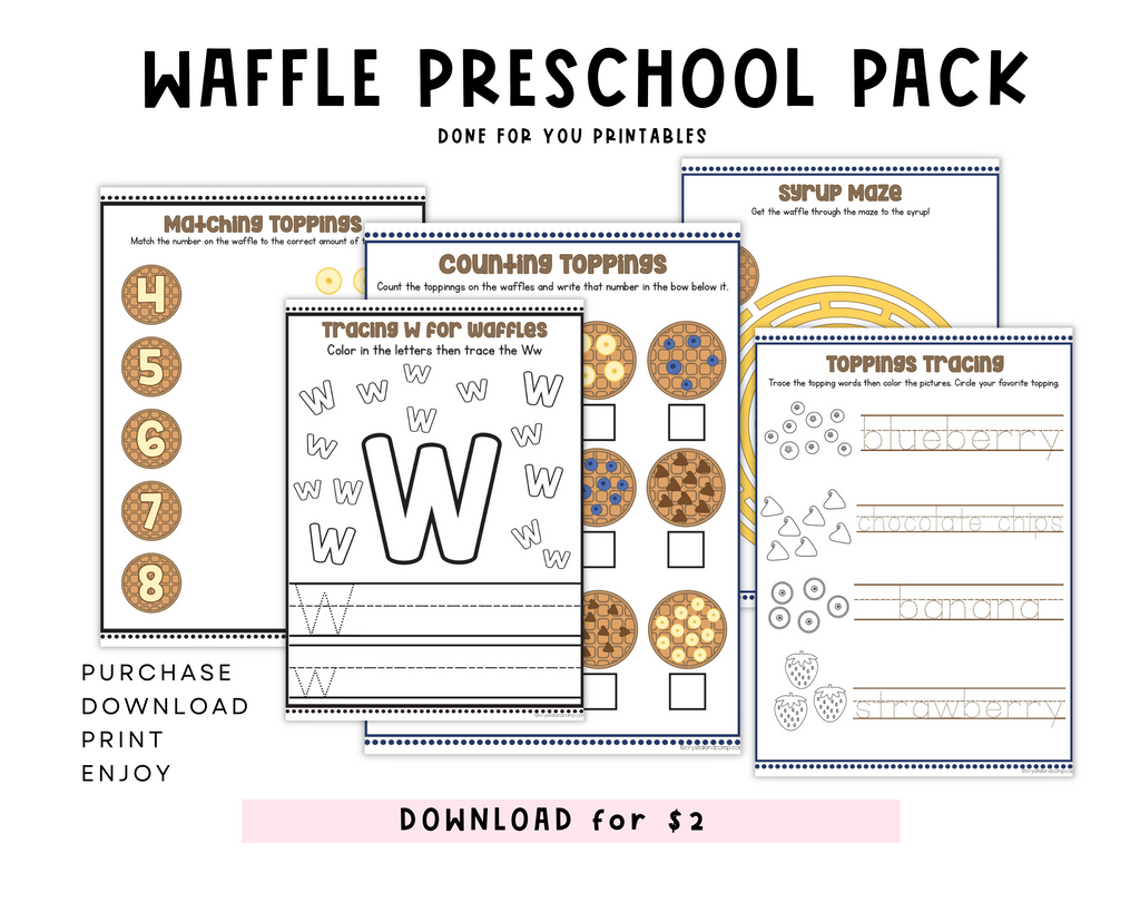Waffle Preschool Activity Printables