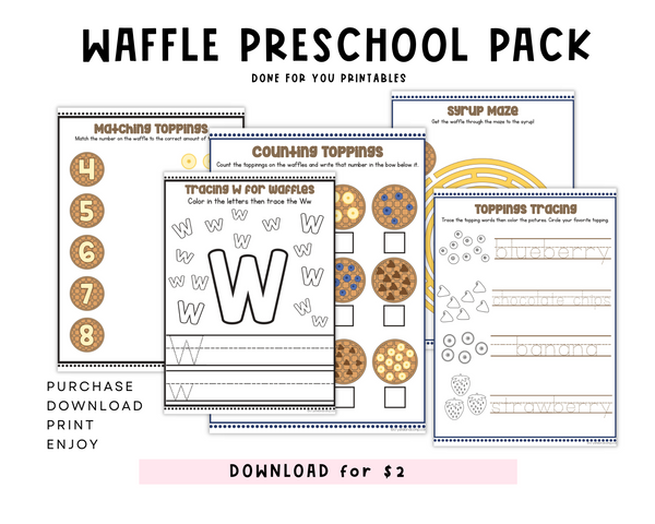 Waffle Preschool Activity Printables