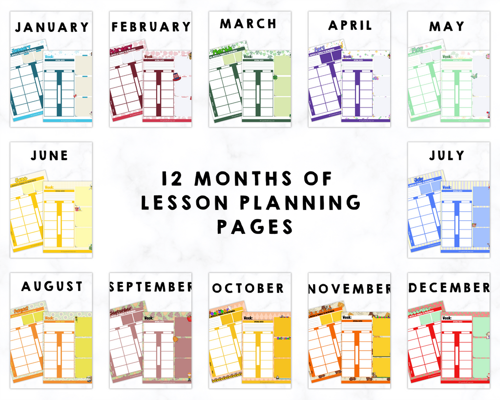 12 Months of Lesson Planning Printable