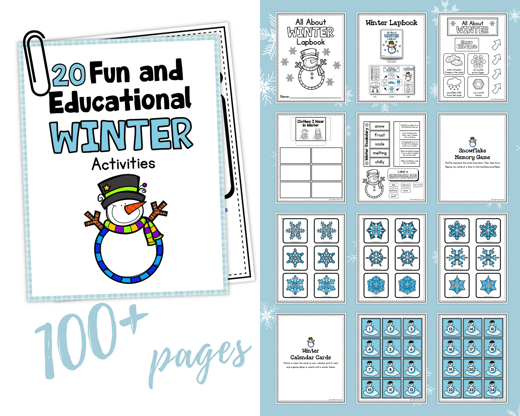 20 Winter Activities Printables CrystalandComp