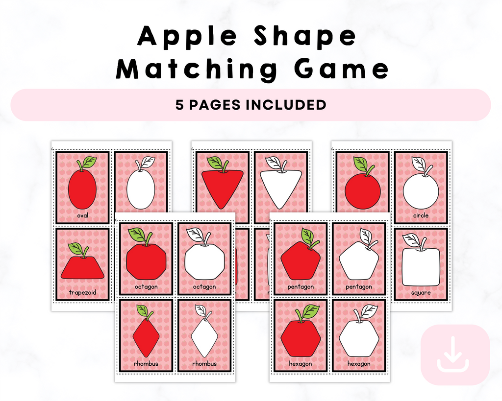 Apple Shape Matching Game Printables