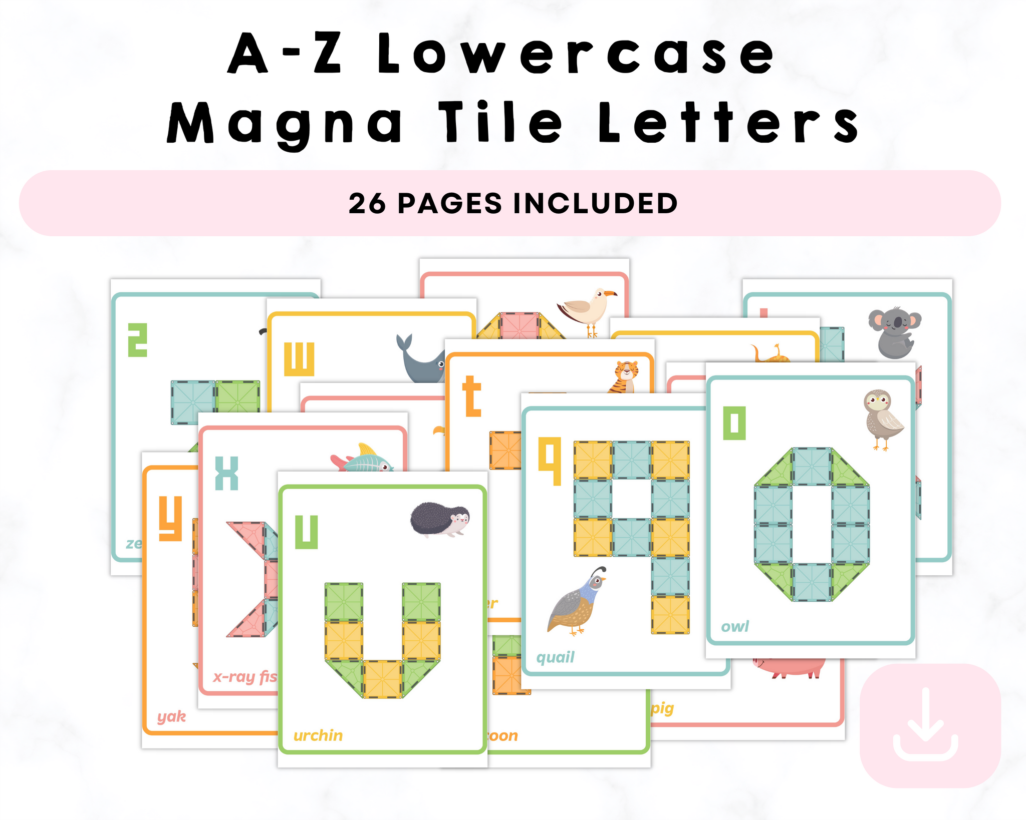 A-Z Printable Lowercase Magna Tile Letters – CrystalandComp