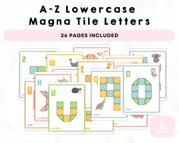 A-Z Printable Lowercase Magna Tile Letters