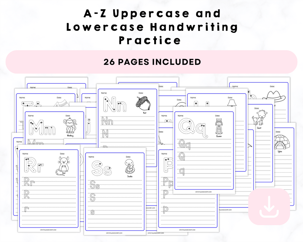 A-Z Uppercase and Lowercase Handwriting Practice Printable