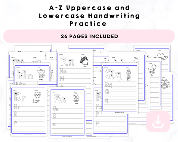 A-Z Uppercase and Lowercase Handwriting Practice Printable