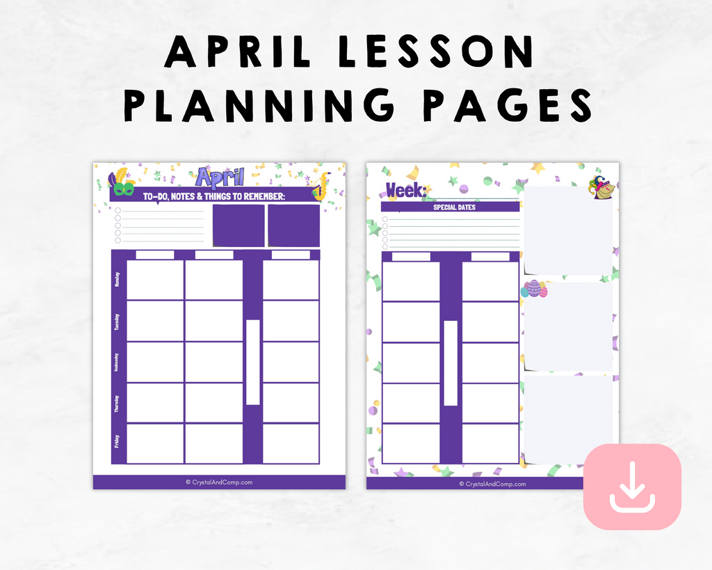 April Lesson Planning Printable