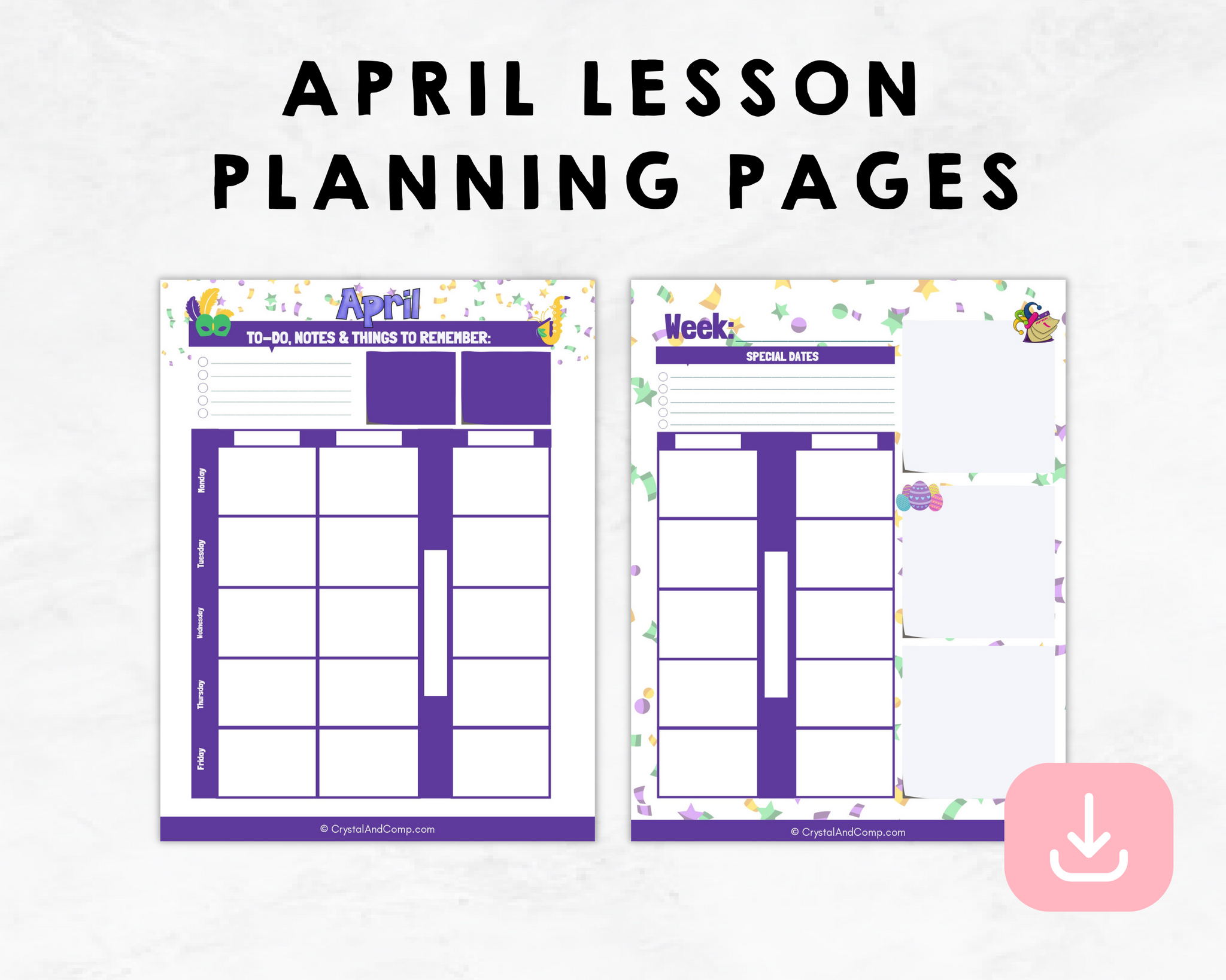 April Lesson Planning Printable CrystalandComp