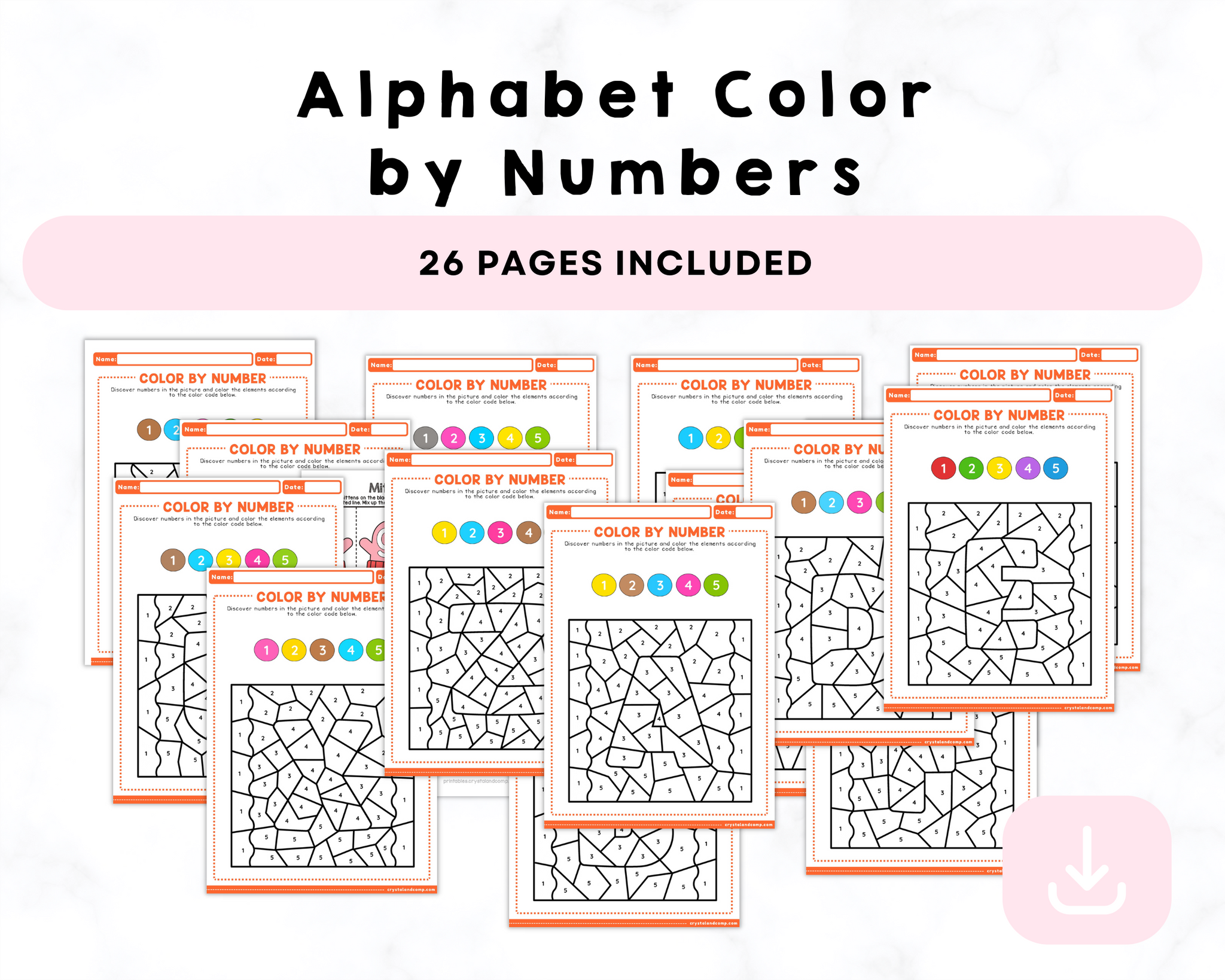 Printable Alphabet Color by Numbers – CrystalandComp