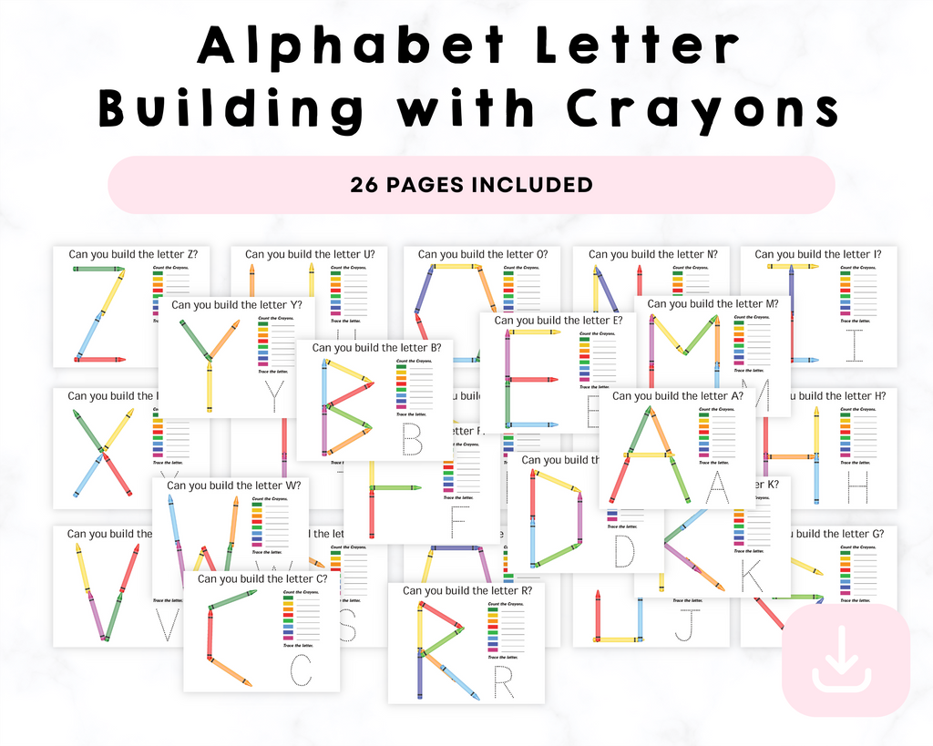 Printable Alphabet Letter Building with Crayons