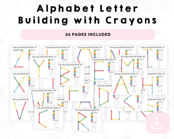 Printable Alphabet Letter Building with Crayons