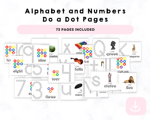 Printable Alphabet and Numbers Do a Dot Pages