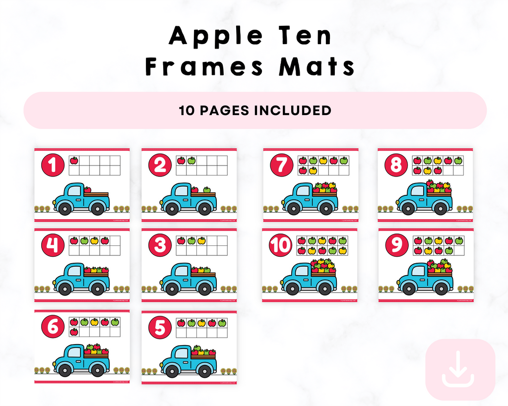Apple Ten Frames Mats Printables