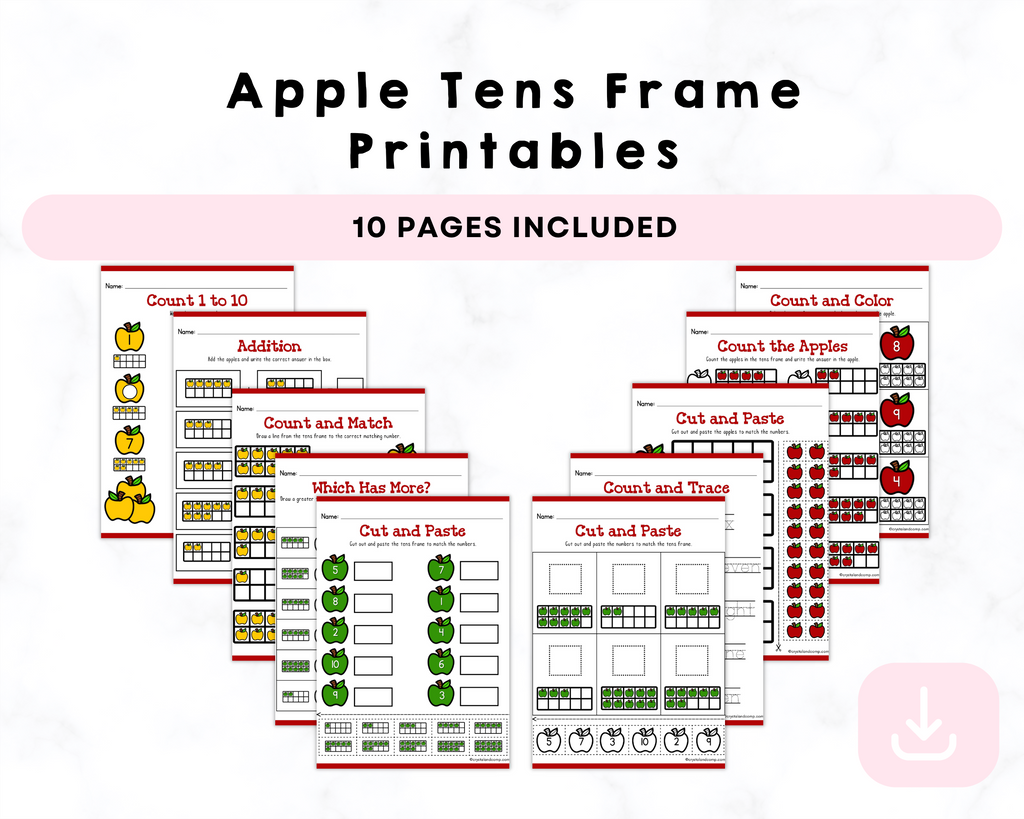 Apple Tens Frame Printables