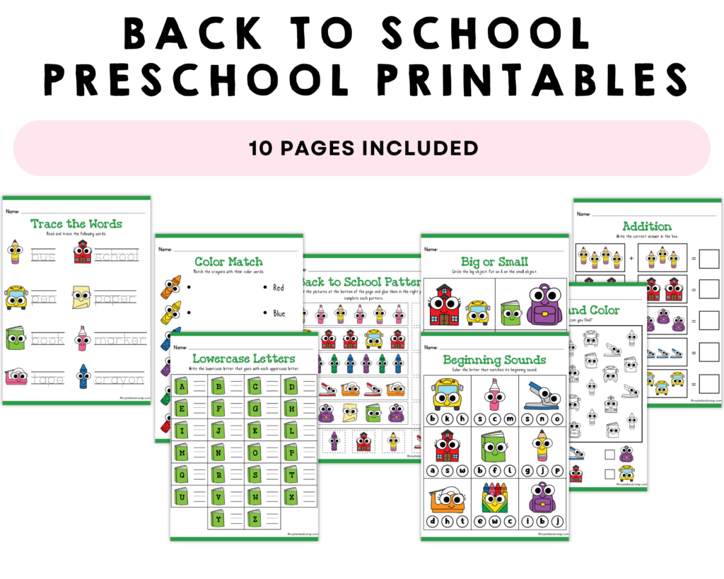 Back To School Preschool Printables