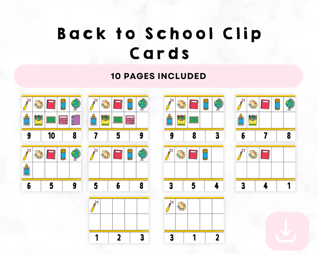 Printable Back to School Clip Cards