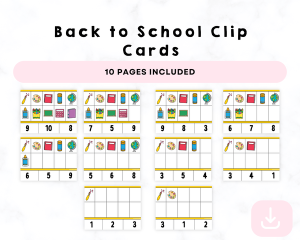 Printable Back to School Clip Cards