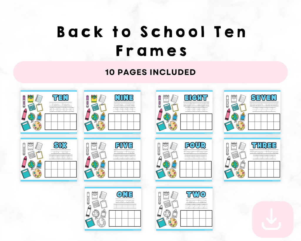 Printable Back to School Ten Frames