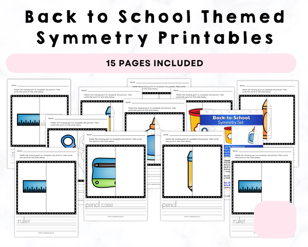 Back to School Themed Symmetry Printables