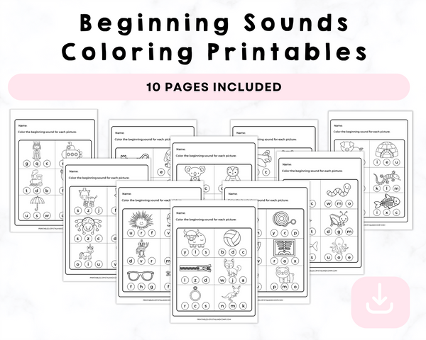 Beginning Sounds Coloring Printables