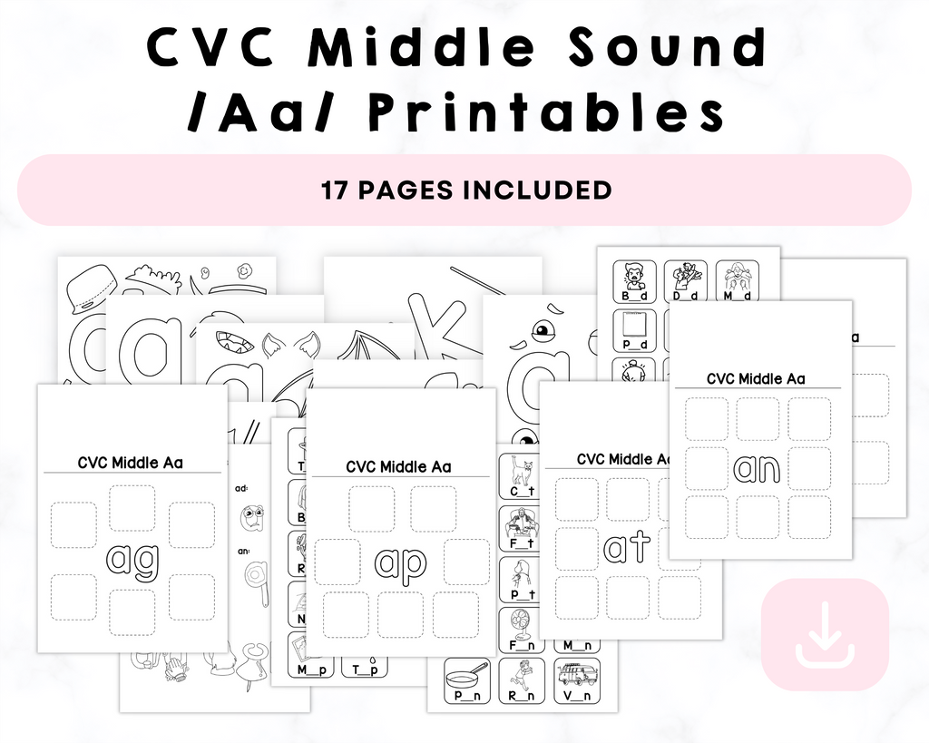 CVC Middle Sound /Aa/ Printables