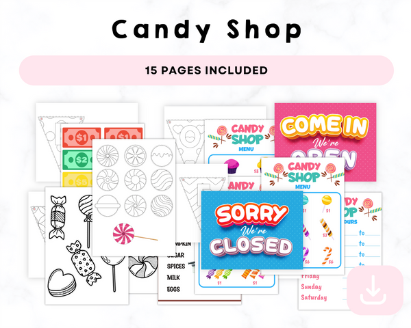 Sweet Candy Shop Pretend Play Printables