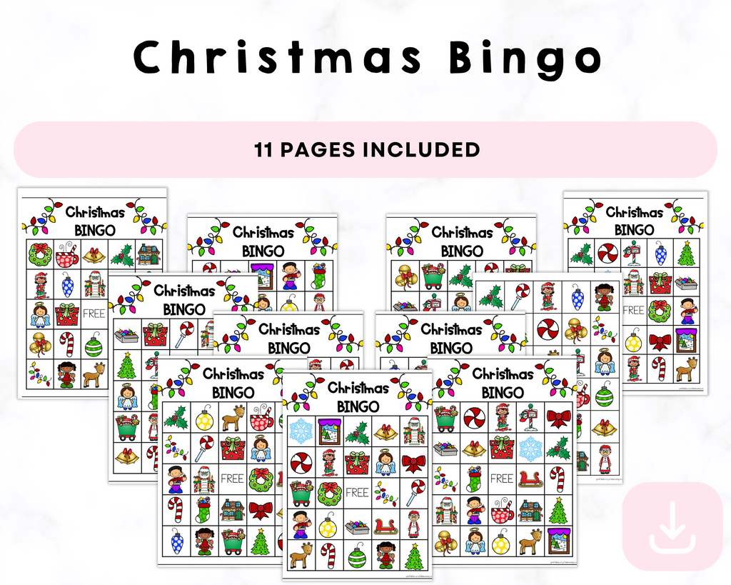 Elf Buddy Bingo Set Game Printable Christmas Party Digital 