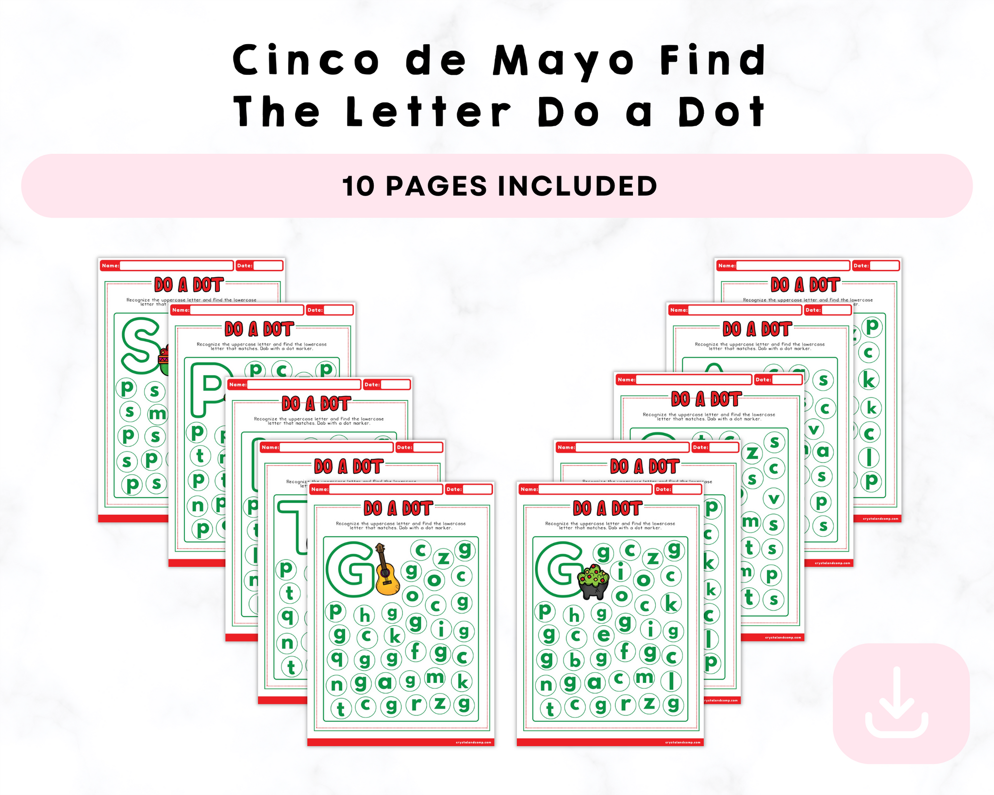 Printable Cinco de Mayo Find the Letter Do a Dot – CrystalandComp