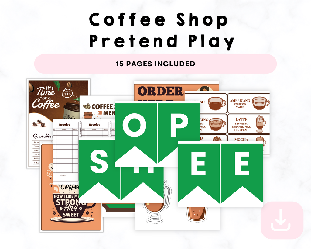 Printable Coffee Shop Pretend Play