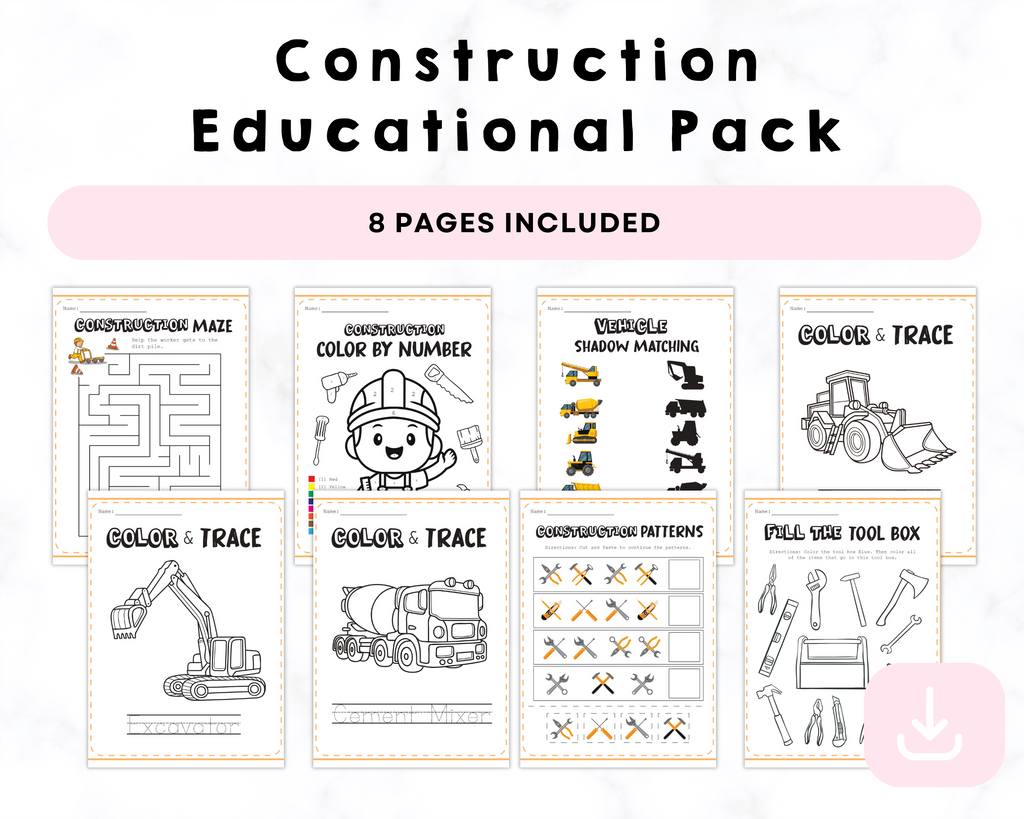 Construction Educational Pack Printables
