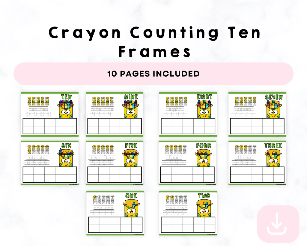 Printable Crayon Counting Ten Frames