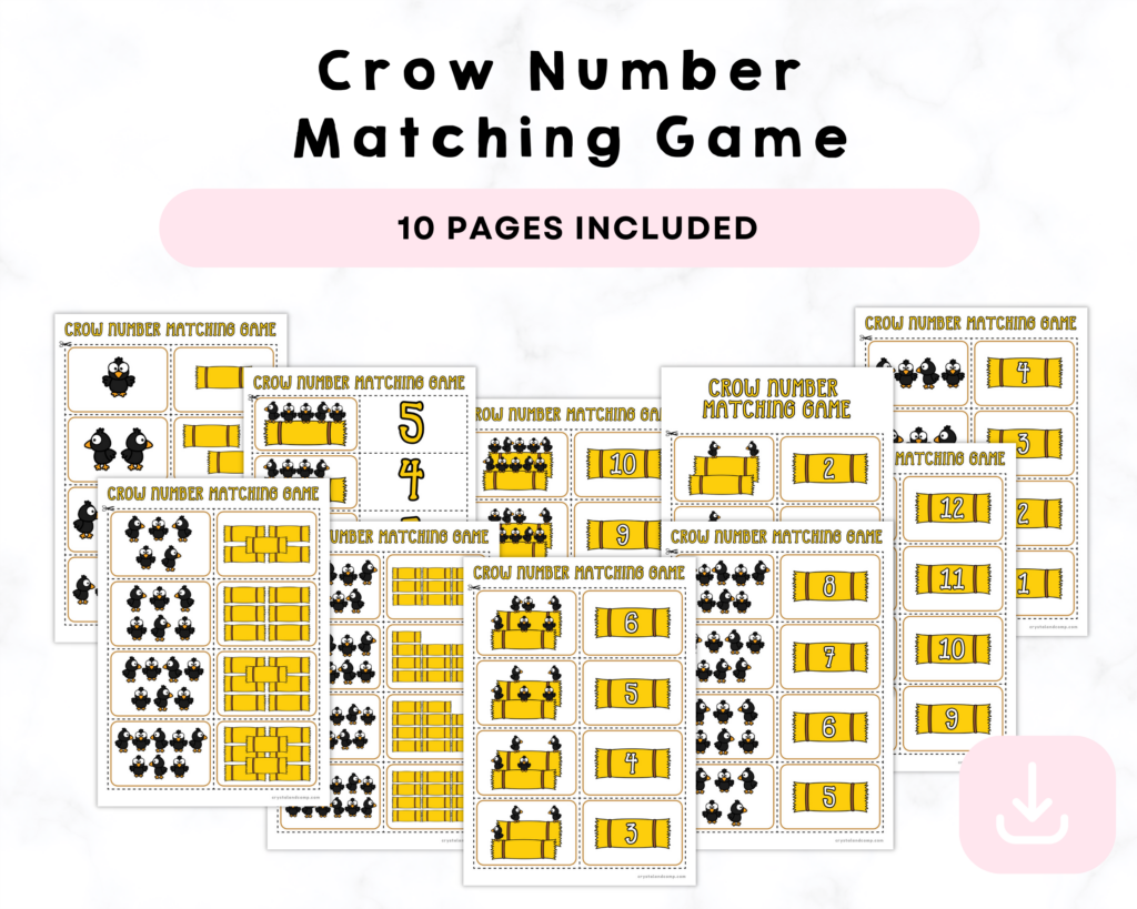 Printable Crow Number Matching Game